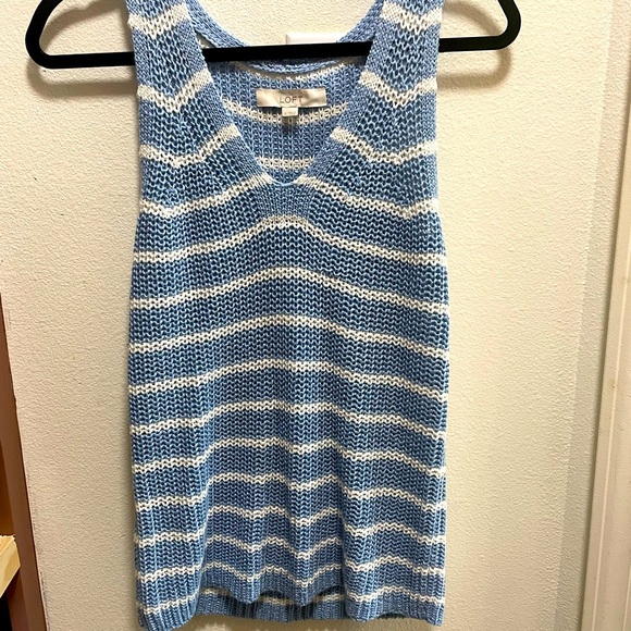 LOFT striped crochet sleeveless top - Picture 1 of 5